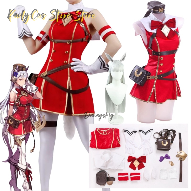 Anime Cosplay With Red Hair - Gold Ship Cosplay Costume Wig Hat