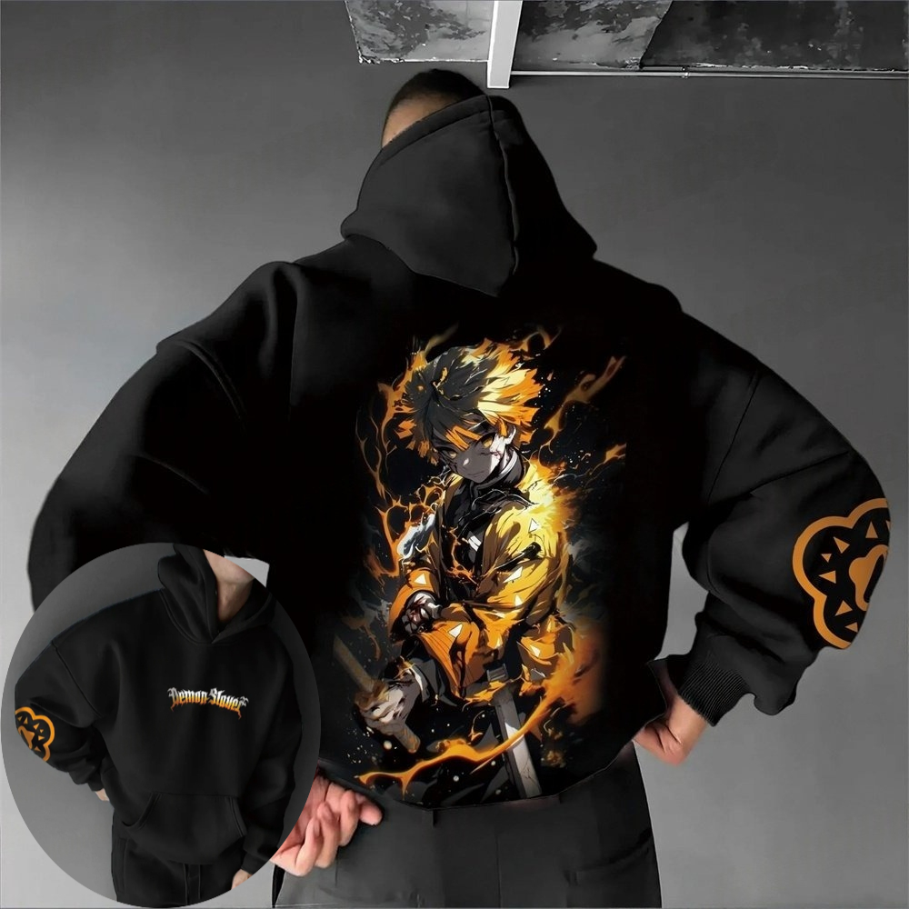 Demon Slayer Men's Hoodie Swea - Cosplay Anime Zenitsu 评论和价格