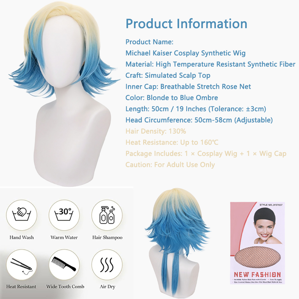 Michael Kaiser Cosplay Wig Blu - Anime Cosplay Shop 评论和价格